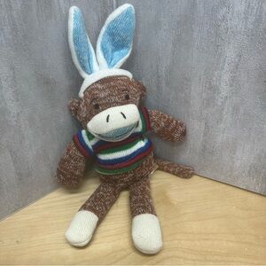 Sock Monkey Dan Dee Easter Bunny Plush 13"
